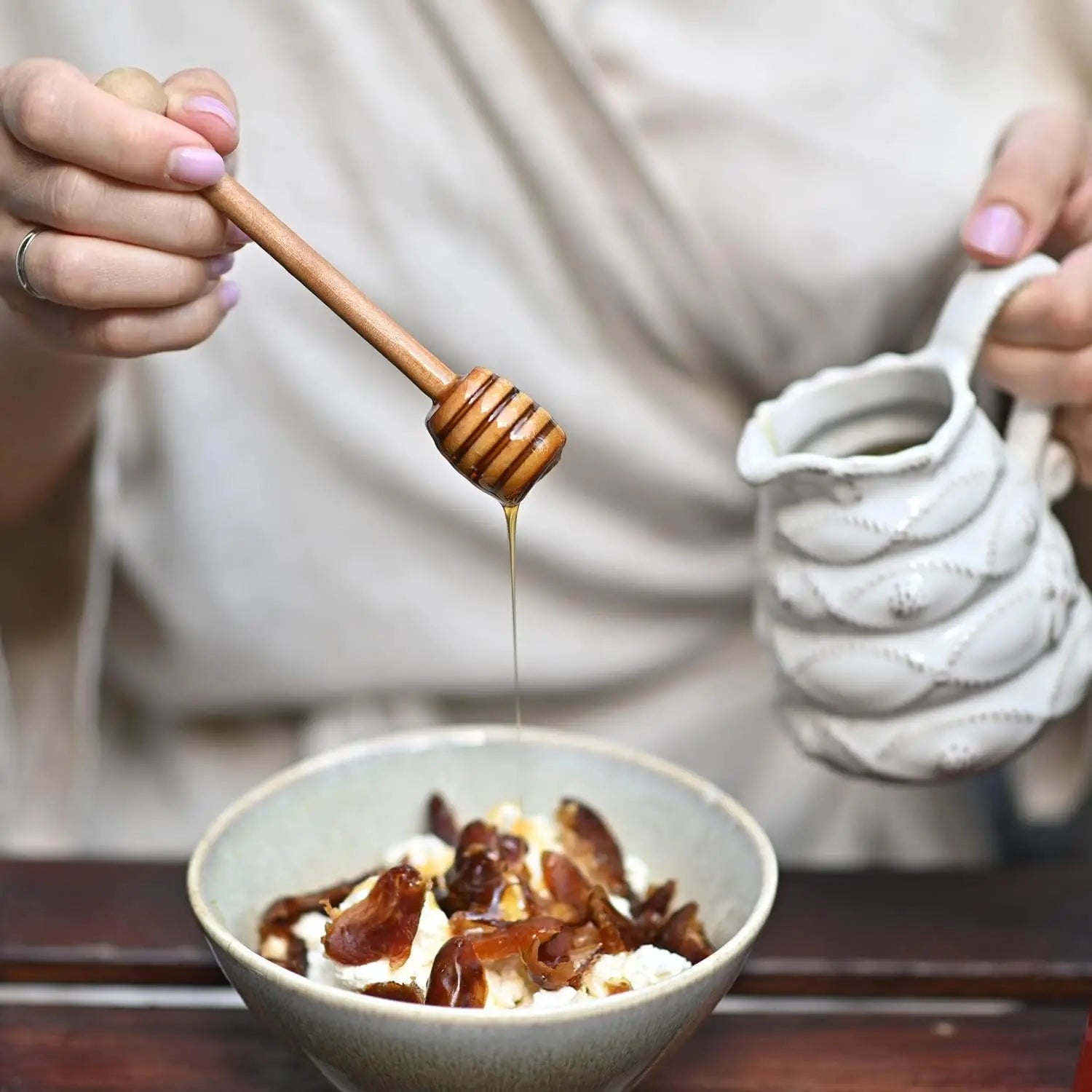 8/10/16CM Wooden Stirrers Honey Dipper Wood Honey Spoon Stick Honey Jar Stick Collect Dispense Honey Wedding Party Gif