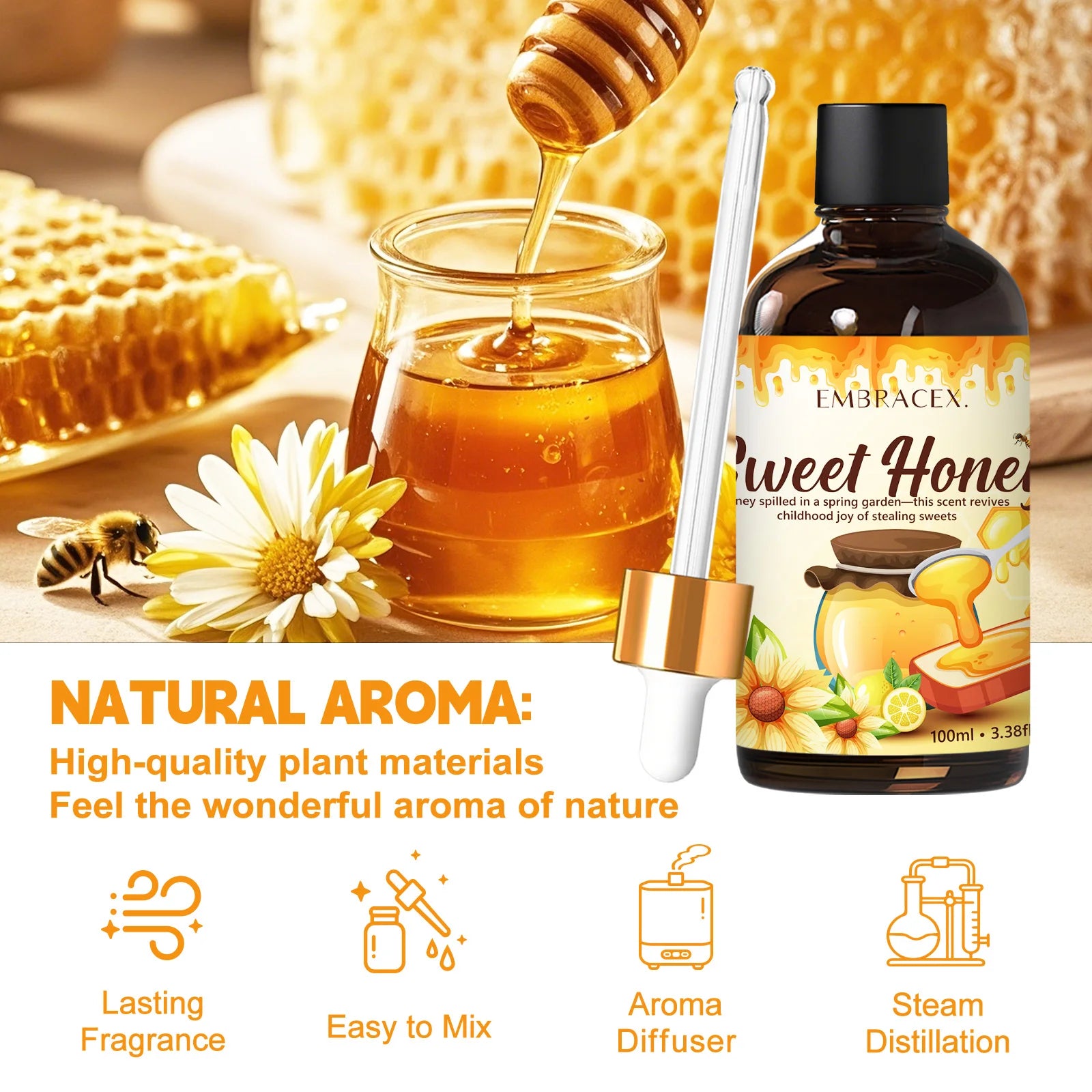 100ml Honey Essential Oil Moisturisation  For Diffusers Candles Making Gift To Friends Sweet Aromatherapy