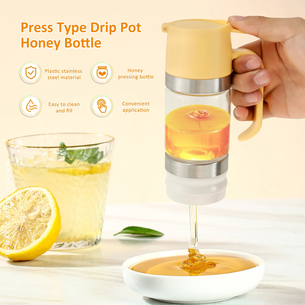 Honey Dispenser Glass Maple Syrup Dispenser with Handle No Drip Honey Dispenser Jar Multifunctional Oil Bottle Kitchen Tool
