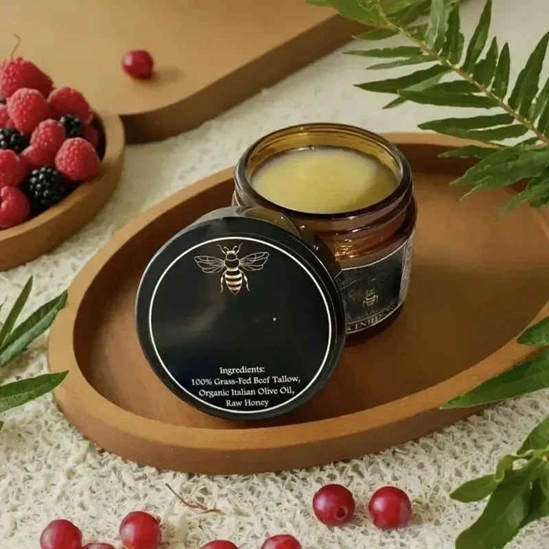 Organic Grass Fed Beef With Raw Honey Moisturizing Cream For Soft Smooth Skin Handmade All-Natural Moisturizer Skin