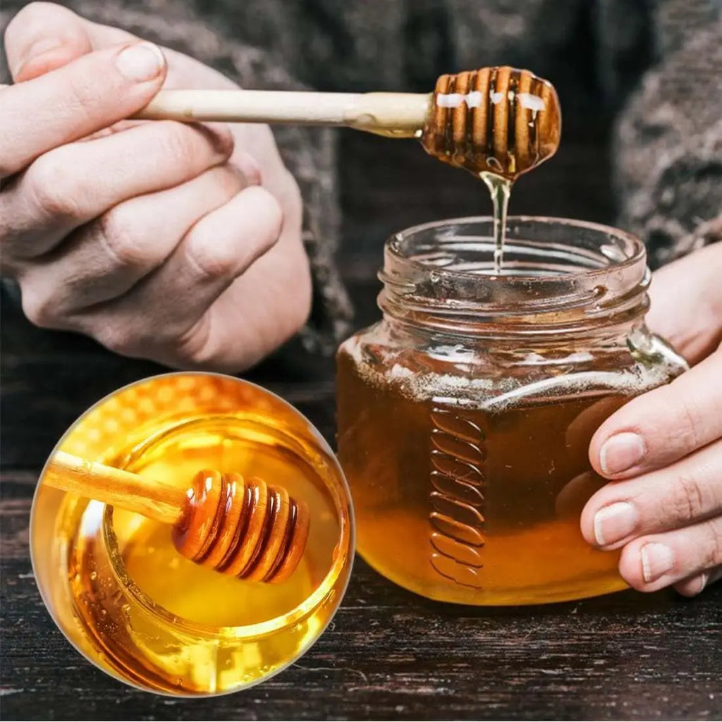 8/10/16CM Wooden Stirrers Honey Dipper Wood Honey Spoon Stick Honey Jar Stick Collect Dispense Honey Wedding Party Gif