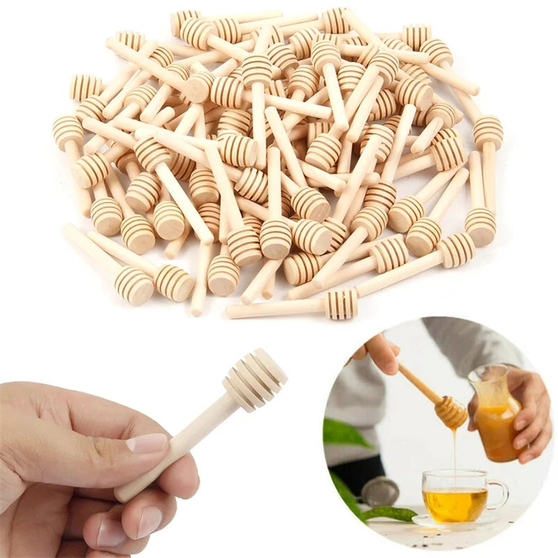 8/10/16CM Wooden Stirrers Honey Dipper Wood Honey Spoon Stick Honey Jar Stick Collect Dispense Honey Wedding Party Gif