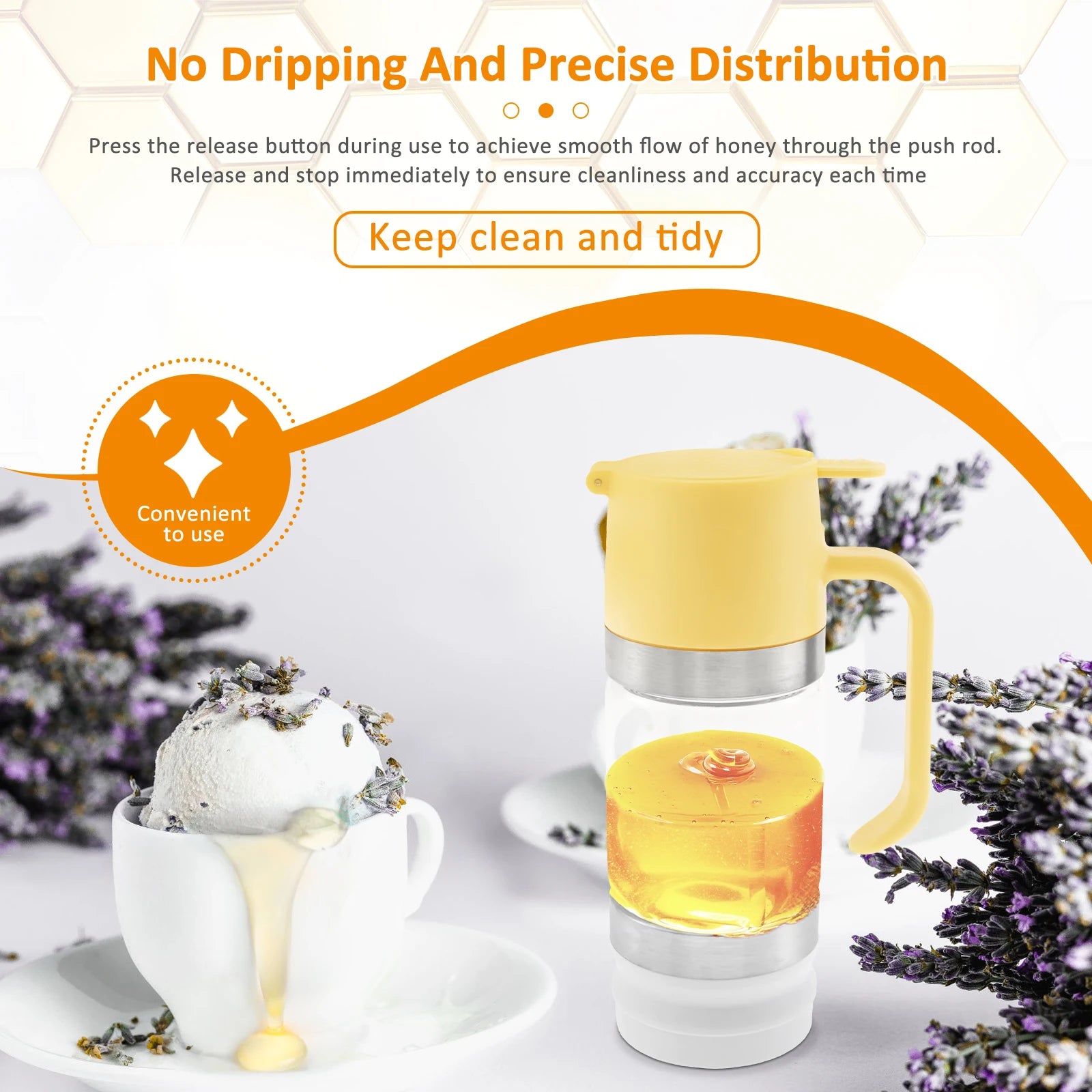 Honey Dispenser Glass Maple Syrup Dispenser with Handle No Drip Honey Dispenser Jar Multifunctional Oil Bottle Kitchen Tool