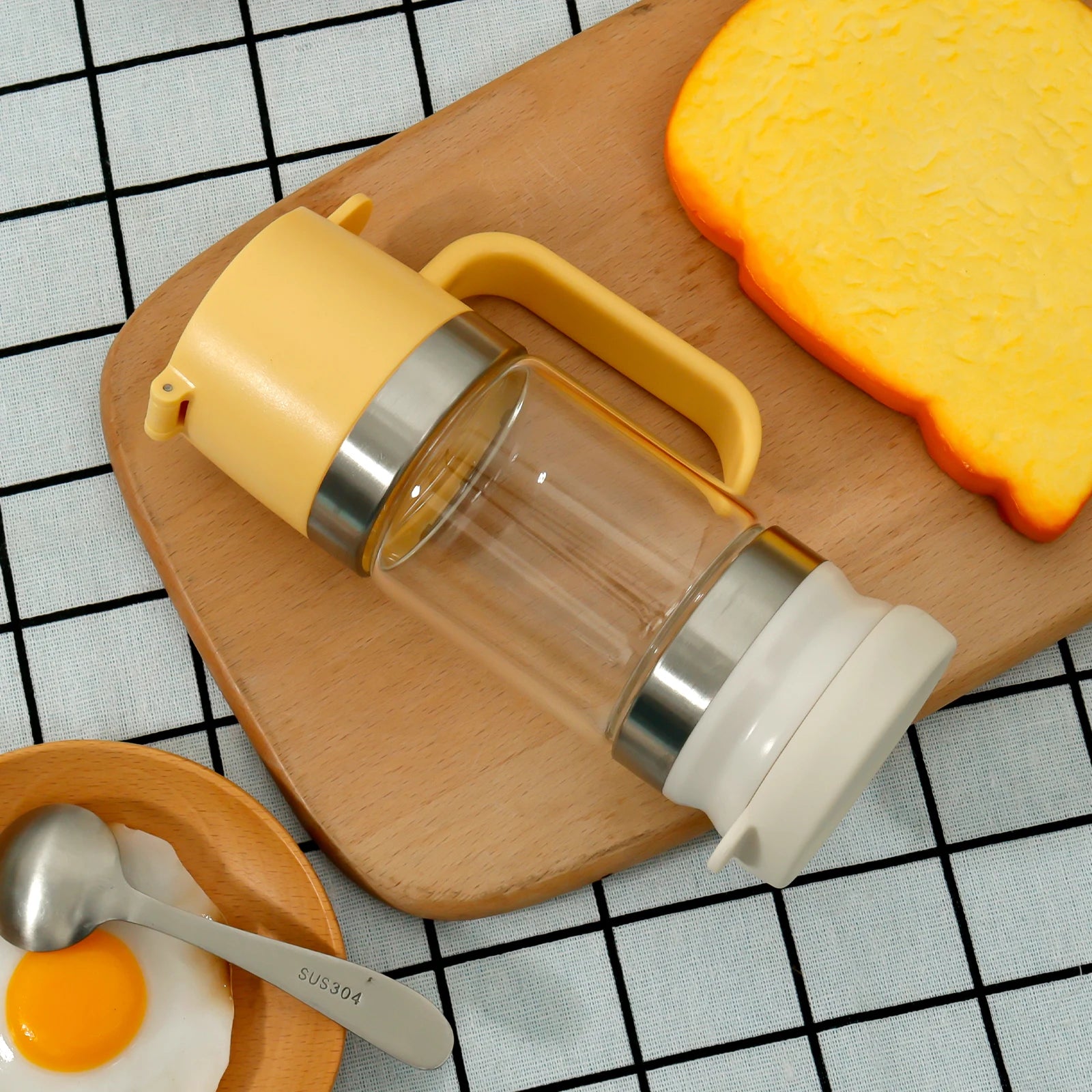 Honey Dispenser Glass Maple Syrup Dispenser with Handle No Drip Honey Dispenser Jar Multifunctional Oil Bottle Kitchen Tool