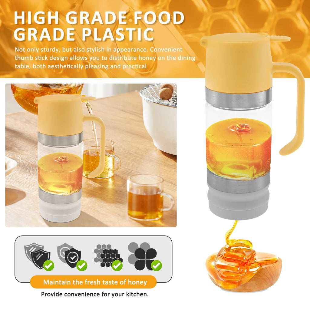 Honey Dispenser Glass Maple Syrup Dispenser with Handle No Drip Honey Dispenser Jar Multifunctional Oil Bottle Kitchen Tool