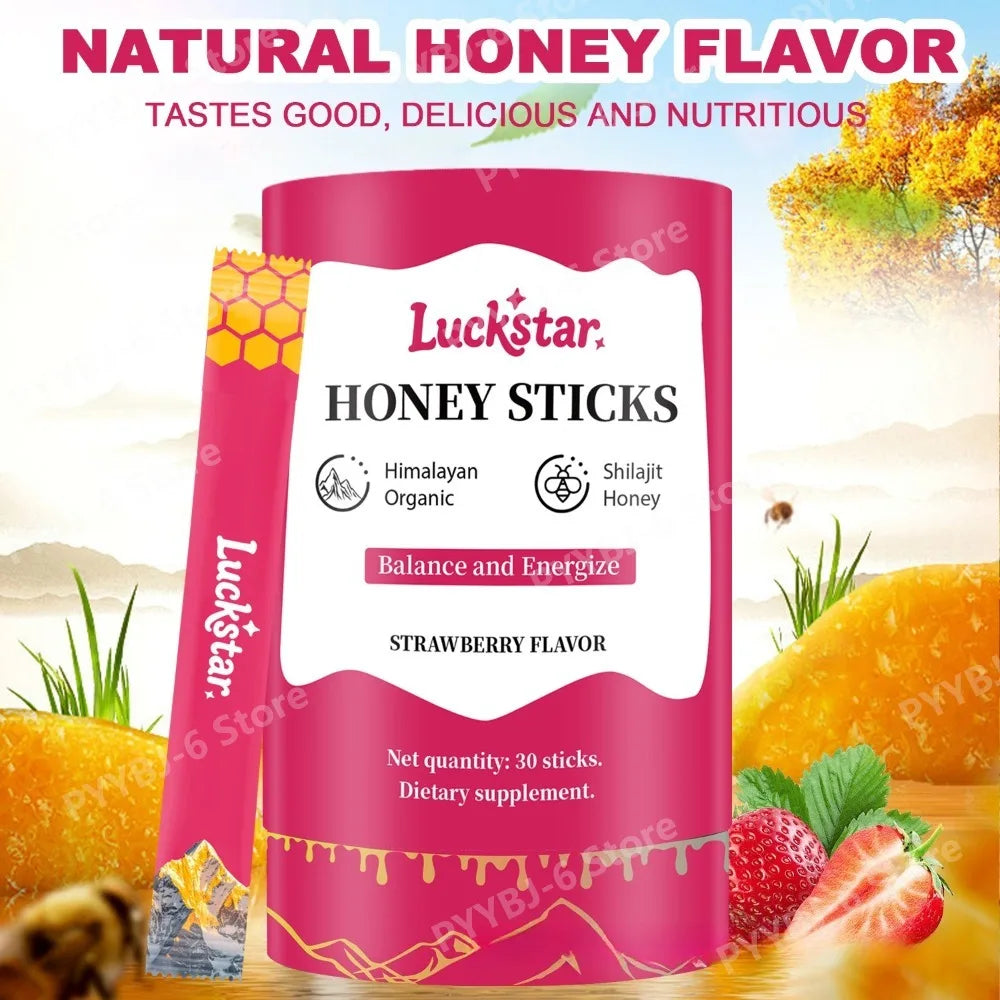 Luckstar Shilajit Honey Sticks with Himalayan Honey Natural Energy Support Stamina Vitality Focus Wellness for Men Women 30Stick