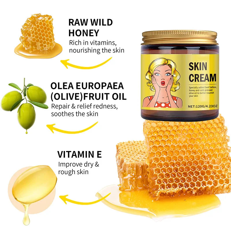 Whipped Beef Tallow And Honey Balm Moisturizing Beef Tallow Face Cream Body Lotion Grass Fed Grass Finished Face Cream Care