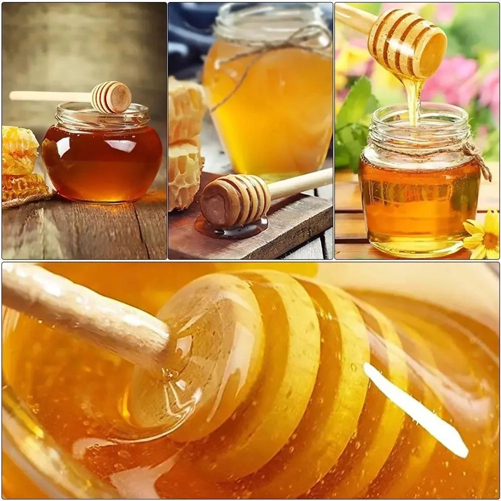 8/10/16CM Wooden Stirrers Honey Dipper Wood Honey Spoon Stick Honey Jar Stick Collect Dispense Honey Wedding Party Gif