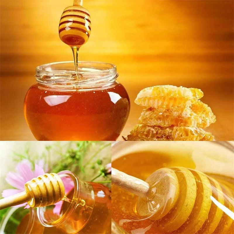 8/10/16CM Wooden Stirrers Honey Dipper Wood Honey Spoon Stick Honey Jar Stick Collect Dispense Honey Wedding Party Gif