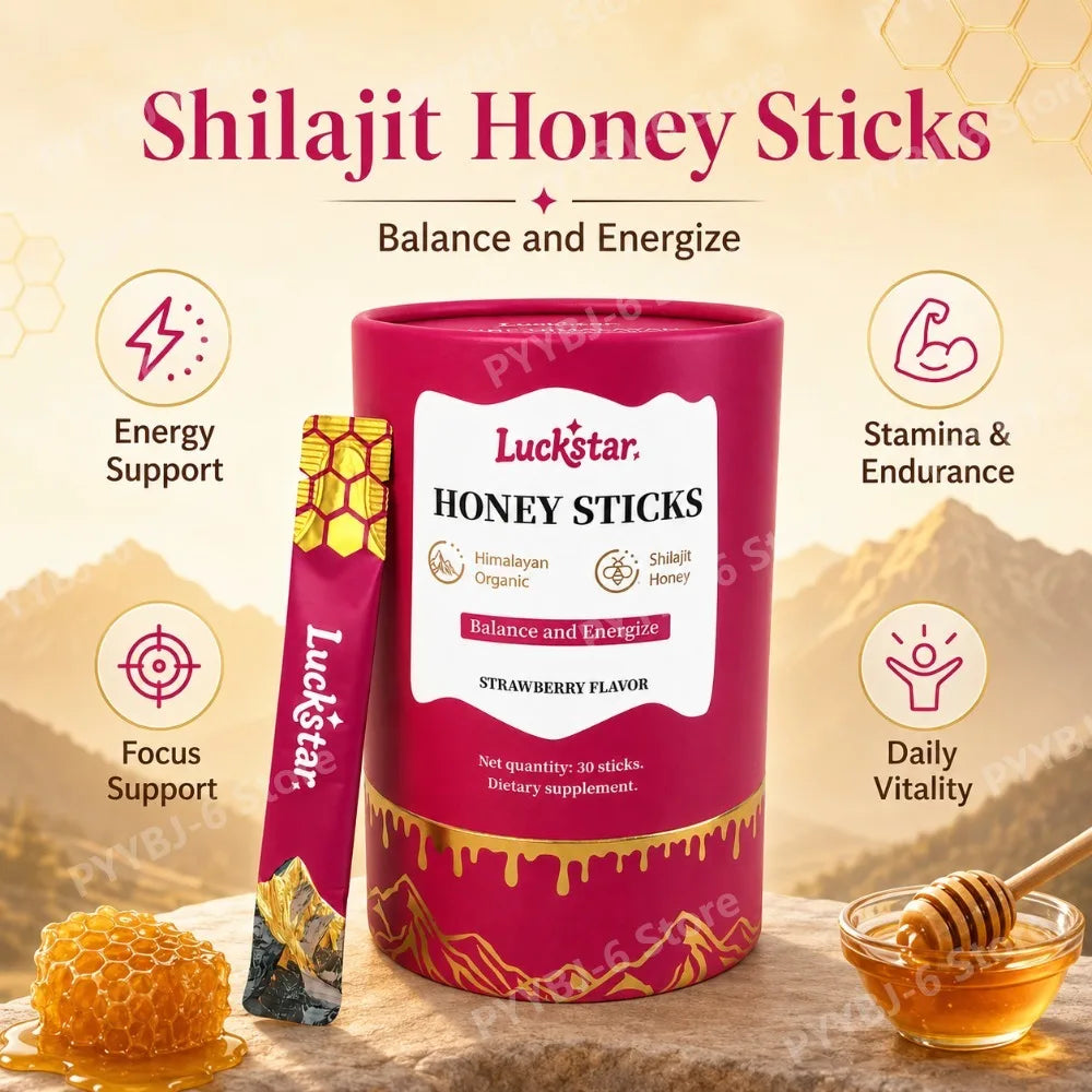 Luckstar Shilajit Honey Sticks with Himalayan Honey Natural Energy Support Stamina Vitality Focus Wellness for Men Women 30Stick