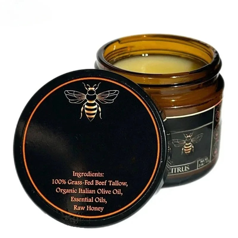 Organic Grass Fed Beef With Raw Honey Moisturizing Cream For Soft Smooth Skin Handmade All-Natural Moisturizer Skin